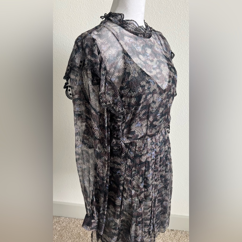 IRO Tinkle, abstract patterned Black blue purple Long Sleeve dress - Picture 15 of 16